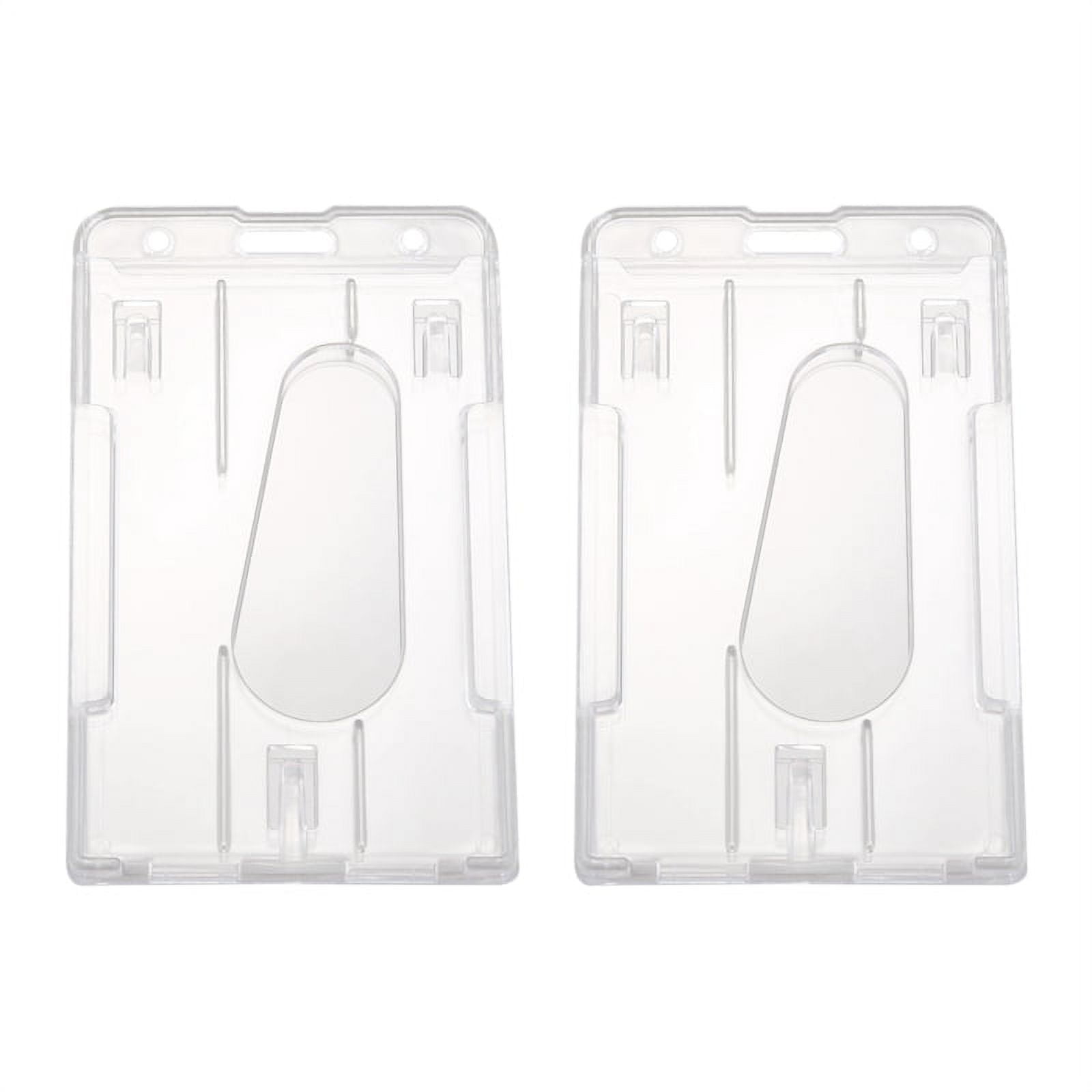 2X Vertical Hard Plastic Badge Holder Double Card ID Multi Transparent