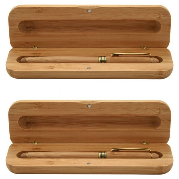 2X Vintage Elegant Bamboo Fountain Pen with Box for Business Gifts Luxury Office Writing Pens