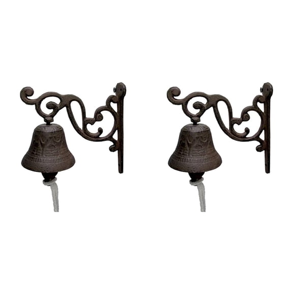 2X Vintage Garden Antique Doorbell, Vintage Large Cast Iron Wall Mounted Metal Doorbell, for Farmhouse Decoration,B