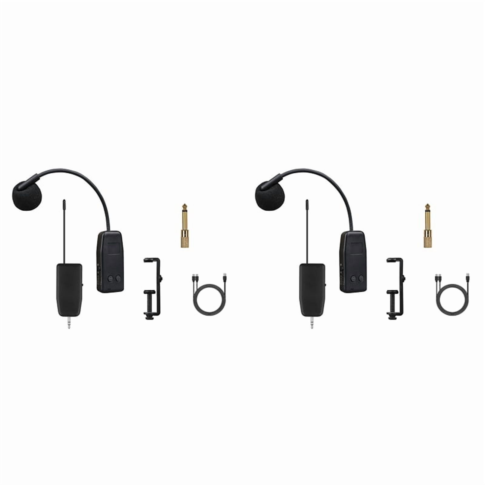 2X Violin Wireless Microphone Musical Instrument Microphone Stage Performance Audio Receiver and Transmitter Long Clip,Black