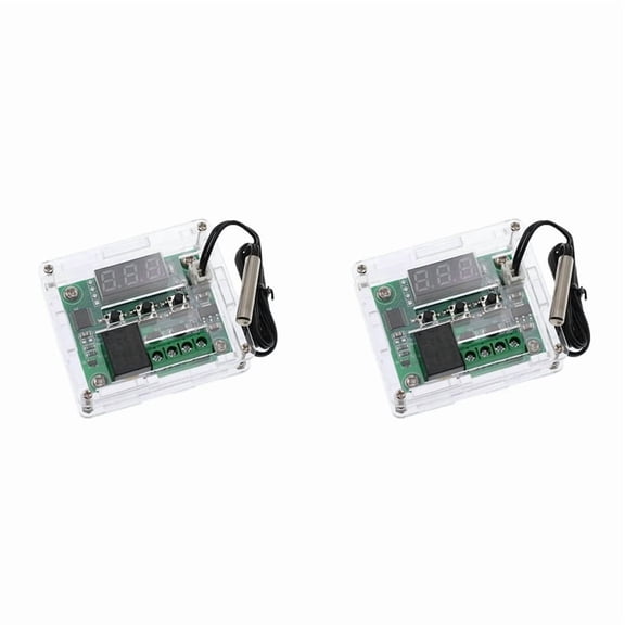 2X W1209 Digital Thermostat Control Board RED Digital DC 12V, -50 to 100, Waterproof Sensor Switch Plate with Case,2 x W1209 12V temperature controller 2 x 1209 Housing