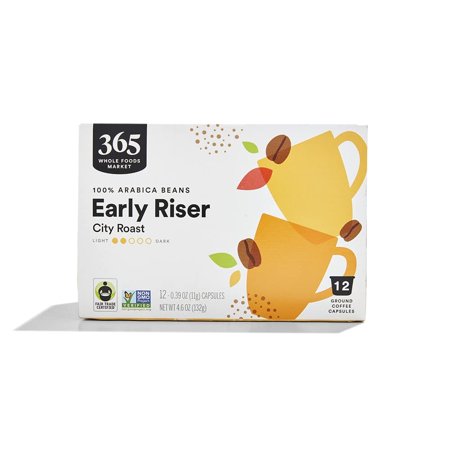 2X - WF365 , Coffee Early Riser City Roast Pods 12 Count, 4.6 Ounce