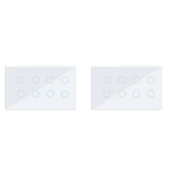 2X WIFI Smart Touch Light Wall Switch Interruptor Glass Panel 8 Gang Tuya Smart Life for Home White