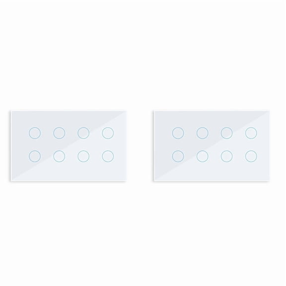 2X WIFI Smart Touch Light Wall Switch Interruptor Glass Panel 8 Gang Tuya Smart Life for   Home White
