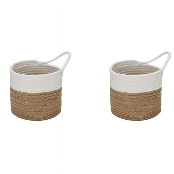 2X Wall Baskets Small Cotton Rope Baskets Woven Baskets Storage Hanging Baskets for Organizing Round Baskets for Plants