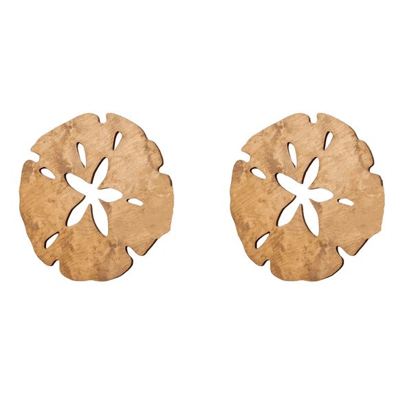 2X Wall Decor Sand Dollar Wall Decor Wood Round Sand Dollar Wall Art Outdoor Beach Decor Hanging Decoration,Brown S