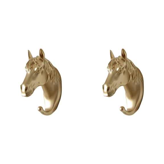 2X Wall Mounted Hooks Animal Head Rack Coat Caps Wall Hanger Horse Elephant Hooks Decorative Decor B,2x hooks