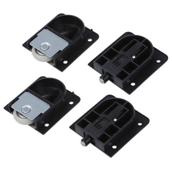 2X Wardrobe Black Plastic Plate 25mm Dia Wheel Sliding Door Roller,2 x Set Sliding Wheel,black & white