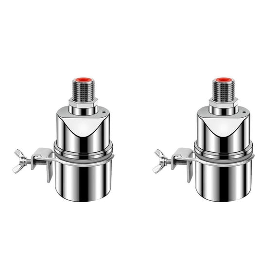 2X Water Level Control Valve 1/2 Inch Stainless Steel Float Valve for Tank Swimming Pool Straight with Clip