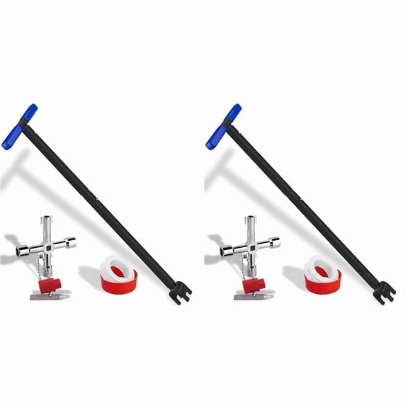 2X Water Meter Key Shut Off Tool 15 Inch to 28 Inch with 4-Way Utilities Key, T-Handle Removable Water Meter Wrench