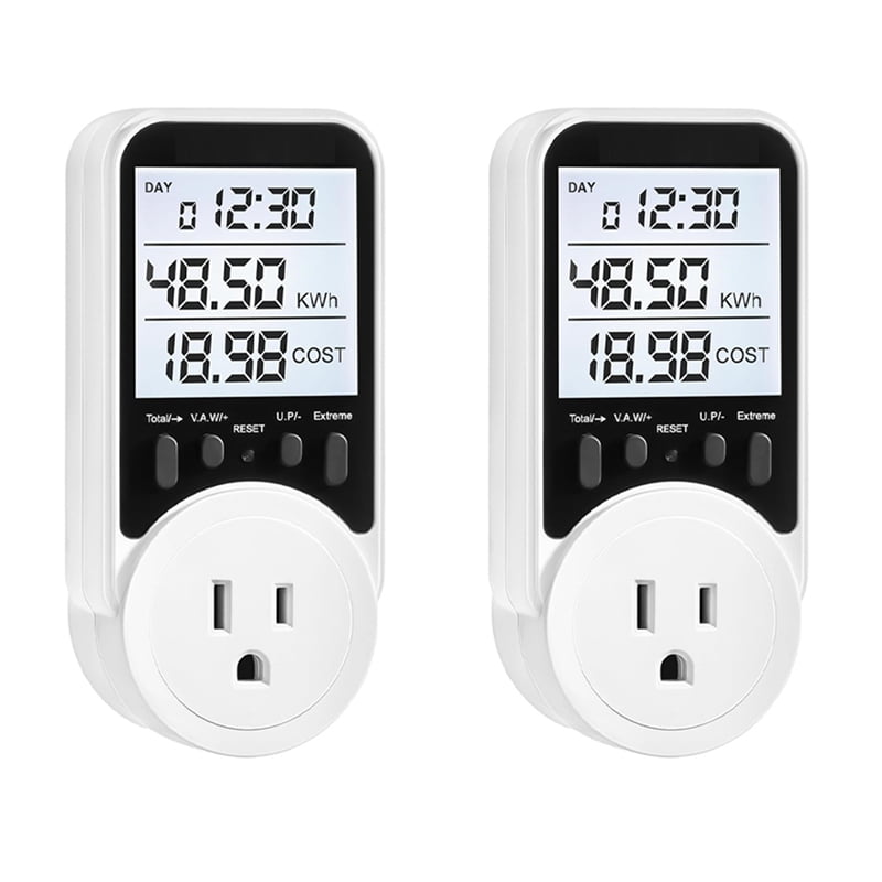 2X Watt Meter, Plug-in Socket Power Meter, Wide Range, Backlit Large ...