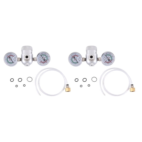 2X Whipped Cream Pressure Regulator Valve with Hose Line and Adapter for Whipped Cream Chargers 0.95 Liter 580G Tank