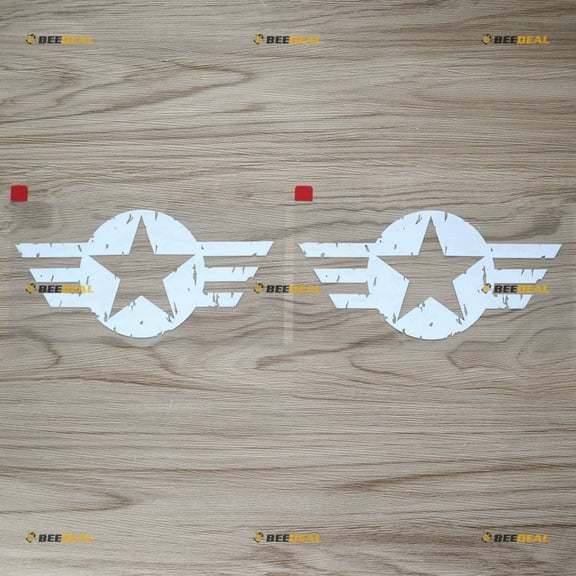 2X White 4" Air Force Star WW2 Decal Sticker Car Vinyl for Jeep Distressed a