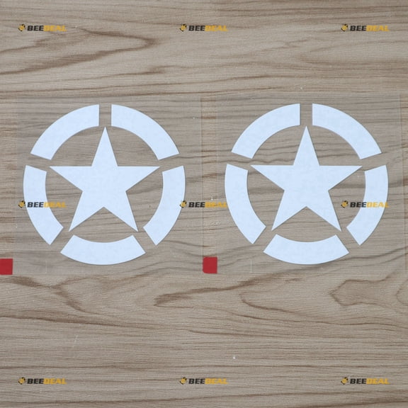 2X White 4" Army Star WW2 Decal Sticker Car Vinyl fit for Jeep Toyota Ford Chevrolet Bold Style