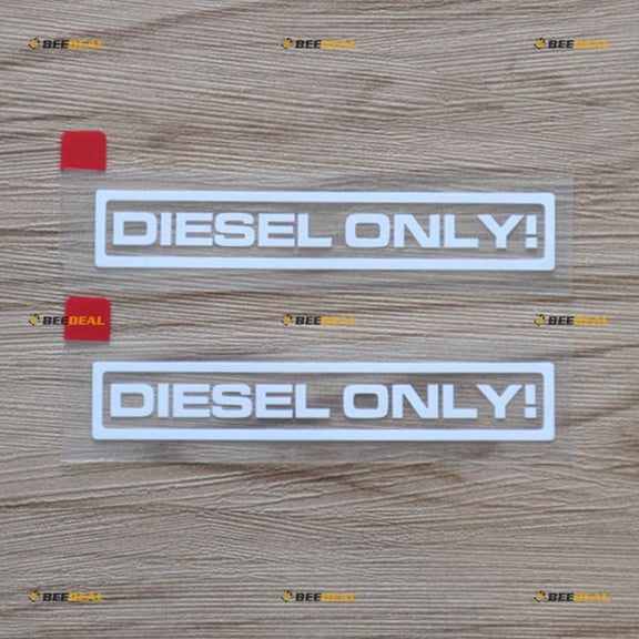 2X White 4" Diesel Fuel Only Decal Sticker Car Vinyl Fuel Cover Cap Warning Style b