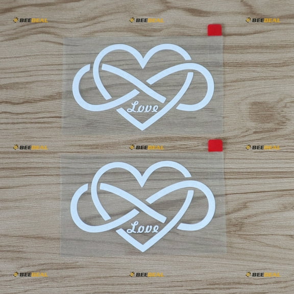 2X White 4" Double Infinity Symbol Love Heart Decal Sticker Car Vinyl no bkgrd
