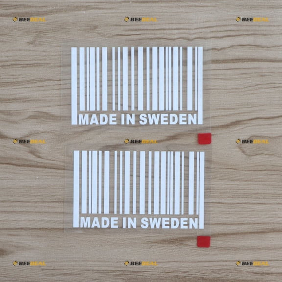 2X White 4" Made in Sweden Decal Sticker Code Funny fit for Saab Volvo no bkgrd