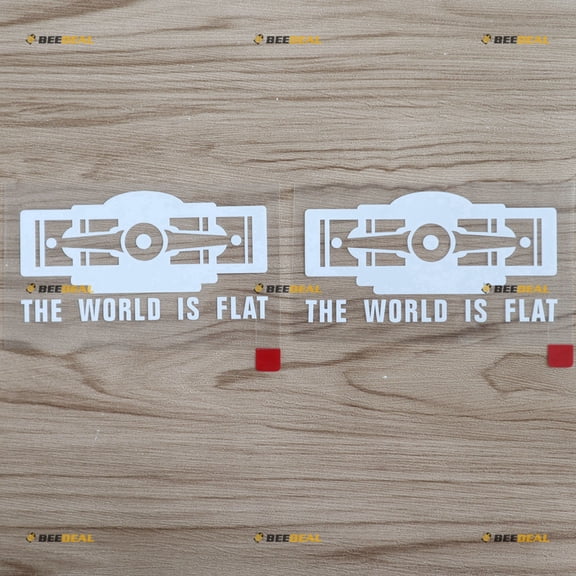 2X White 4" The World is Flat Box Boxer Flat Engine Car Decal Vinyl Sticker Fit for Subaru STI WRX Style b