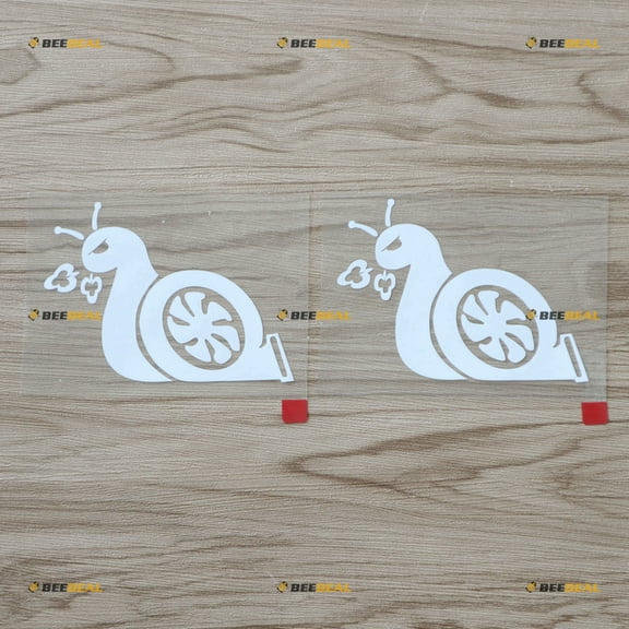 2X White 4" Turbo Snail Decal Sticker Car Vinyl JDM Boost Euro Racing Drift Style a
