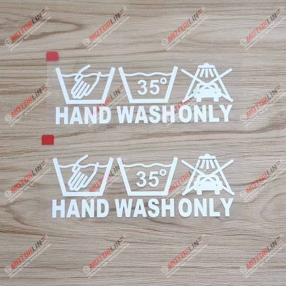 2X White 6" Hand Wash Only Decal Sticker Car Vinyl no bkgrd die Cut