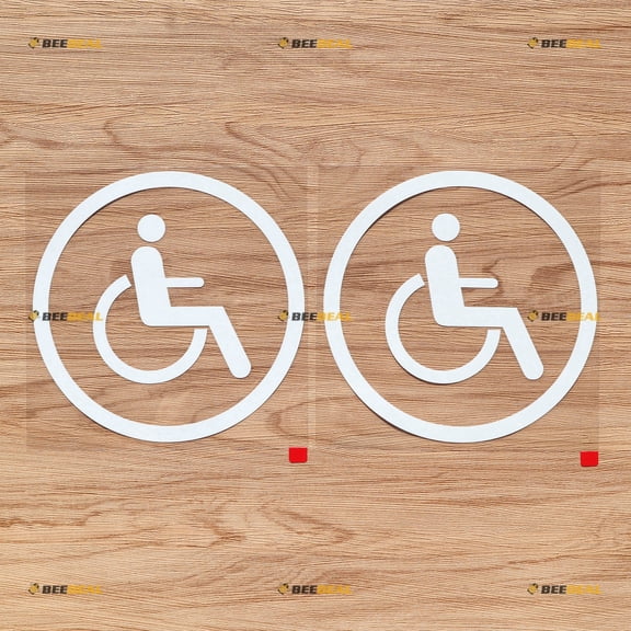 2X White 6" Handicapped Disabled Handicap Wheelchair Sign Decal Bumper Sticker Car Vinyl