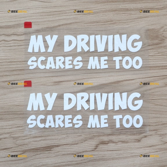 2X White 6" My Driving Scares Me Too JDM Funny Decal Sticker Car Vinyl