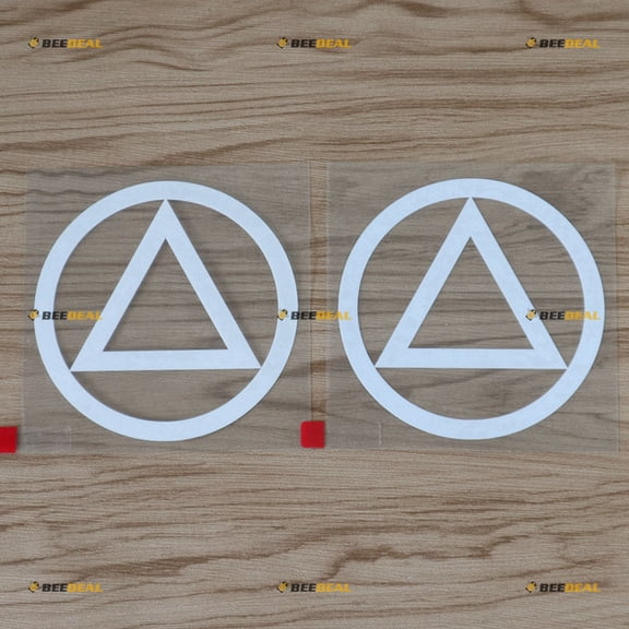 2X White 8" Alcoholics Anonymous AA Symbol Decal Sticker Car Vinyl