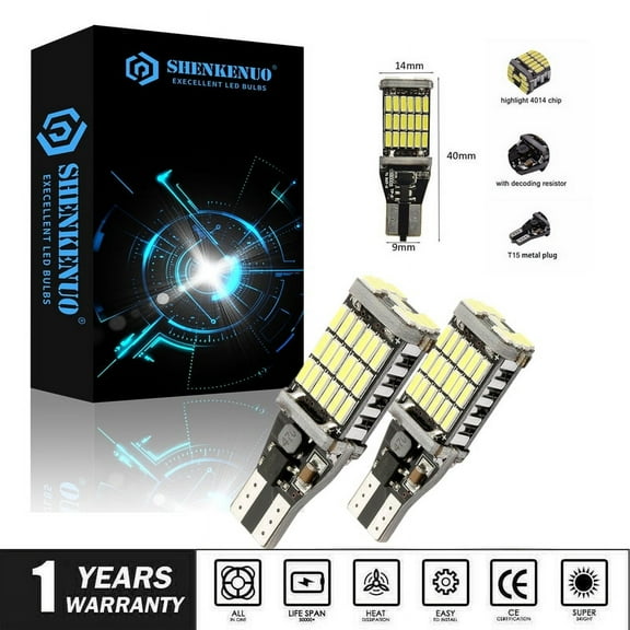 2X White 921 912 T15 Backup Reverse Lights LED Bulbs For Cadillac ATS 2013-2019