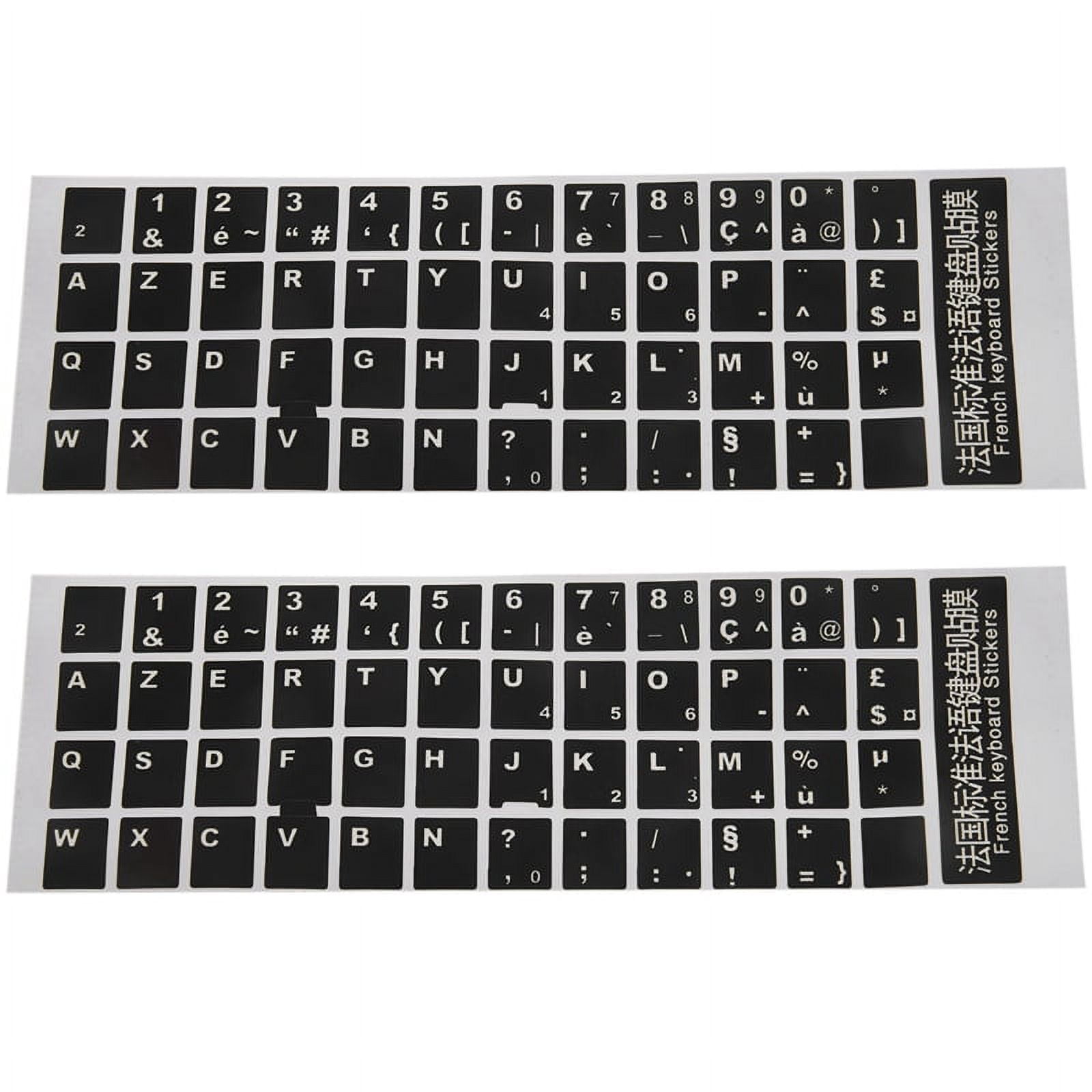 2X White Letters French Azerty Keyboard Sticker Cover Black for Laptop PC