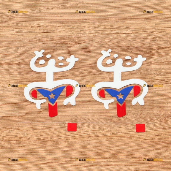 2X White+PR Flag Color 6" Puerto Rico PR Coqui Frog Taino Decal Sticker Car Vinyl no bkgrd