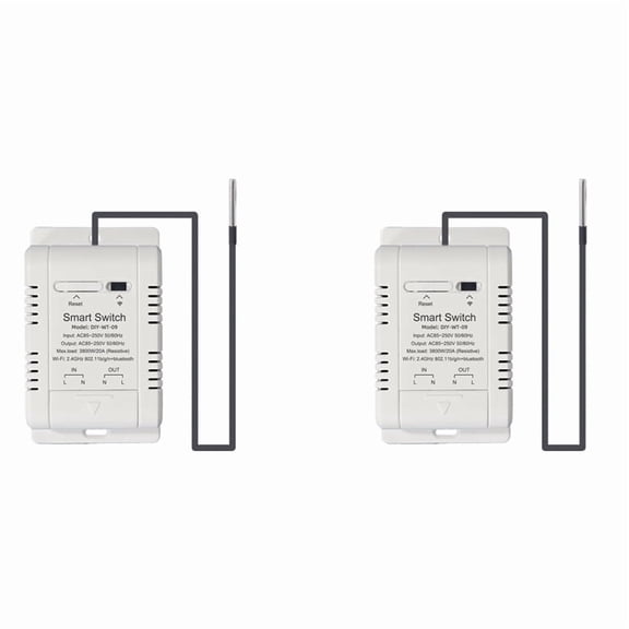 2X WiFi Temperature Switch with 1M Sensor Smart WiFi 20A Thermostat Temperature Switch Supports Voice Control,2 x WiFi Temperature Switch,White