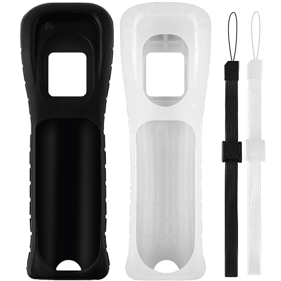2X Wii Silicone Protective Case Cover with Wrist Strap, Compatible with Wii Remote Controller for Wii Console Game Bundle Pack of 2