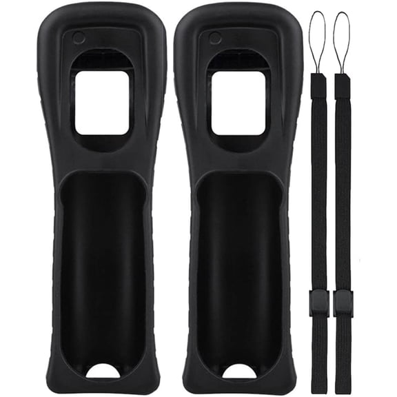 ‌2X Wii Silicone Protective Case Cover with Wrist Strap, Compatible with Wii Remote Controller for Wii Console Game Bundle Pack of 2