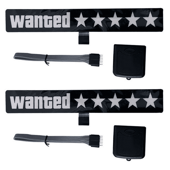2X Windshield Electric 5Stars Wanted Car LED Ice Blue Lights Up Window Stickers for JDM Glow Panel Decoration