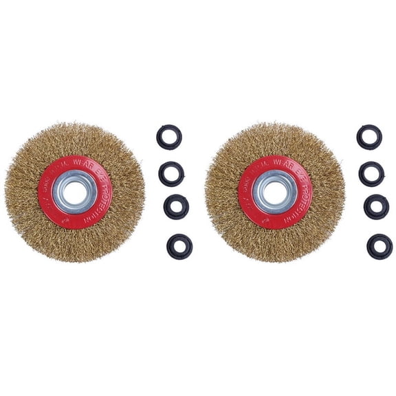 2X Wire Brush Wheel for Bench Grinder Polish + Reducers Adaptor Rings,5Inch 125Mm