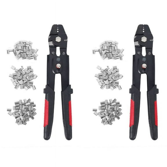 2X Wire Rope Crimping Tool Wire Rope Swager Crimpers Fishing Plier with Crimp Sleeves Kit