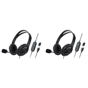 2X Wired USB Headset Computer Teaching Telephone Headset with Microphone Type-C for Zoom Skype Call Center