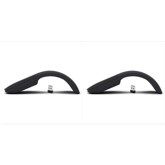 2X Wireless Mouse Foldable Arc Touch Mause Ultra-Thin Mute Office for PC Laptop Black