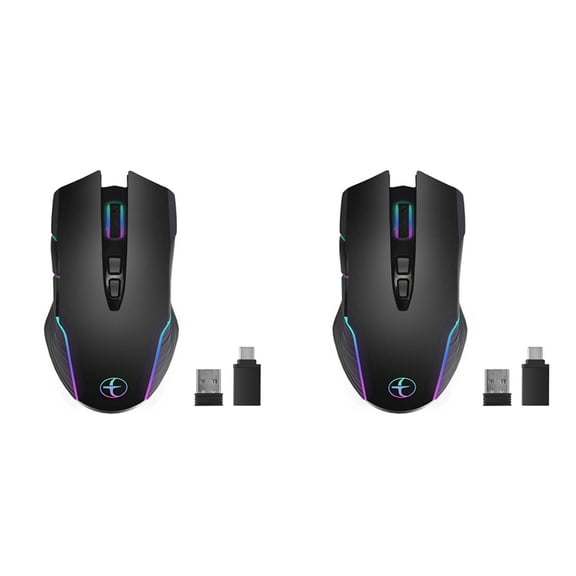 2X Wireless Mouse Jiggler Mover LED Rechargeable 2.4G Mause Ergonomic Mini USB Optical Mice 1600 DPI