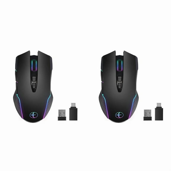 2X Wireless Mouse Mouse Jiggler Mouse Mover LED Rechargeable 2.4G Mause Ergonomic Mini Mouse USB Optical Mice 1600 DPI