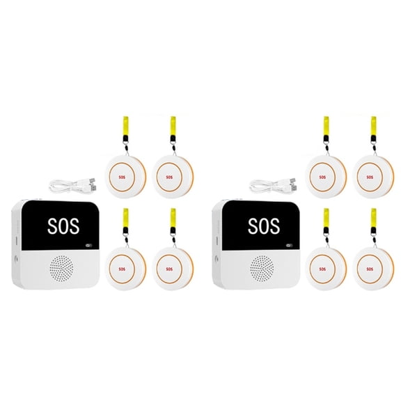 2X Wireless WiFi Elderly Caregiver Pager SOS Call Button Emergency SOS Alert System for Seniors Patients Elderly(B)