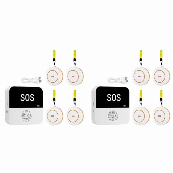 2X Wireless WiFi Elderly Caregiver Pager SOS Call Button Emergency SOS Alert System for Seniors Patients Elderly(B)