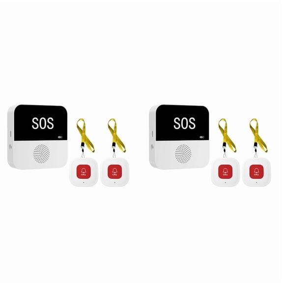 2X Wireless WiFi Elderly Caregiver Pager SOS Call Button Emergency SOS Medical Alert System for Seniors Patients Elderly