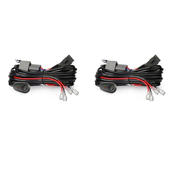 2X Wiring Harness Kit for 2 Light Fuse Switch 12V 40A Relay 180 W/ 300W for 4-52 Inch Led Work Light Bar