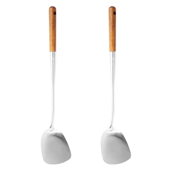 2X Wok Spatula, 17Inches Spatula for Wok, Stainless Steel Wok Spatula,2 x Wok Spatula,silver