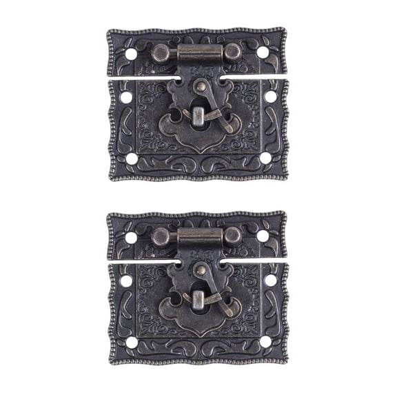 2X Wood Case Chest Box Rectangle Clasp Closure Hasp Latches Bronze Tone