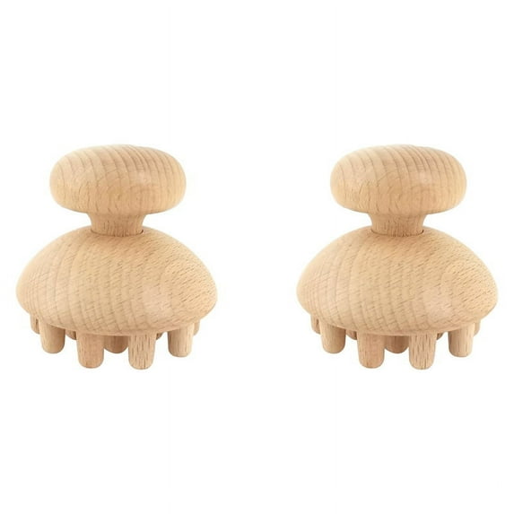 2X Wood Mushroom Shape Therapy Massage Tool Massager Anti Cellulite Fascia Massage Roller