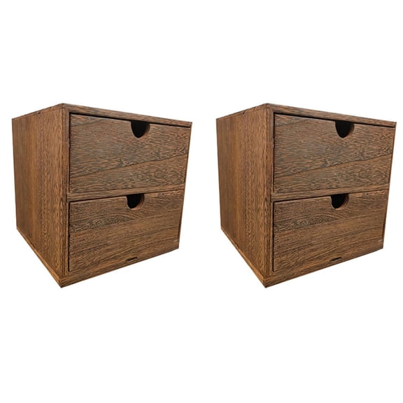 2X Wooden Box Storage Drawer Wooden Chest of Drawers Jewelry Cosmetics Organizer Office Home Decoration Storage Box A