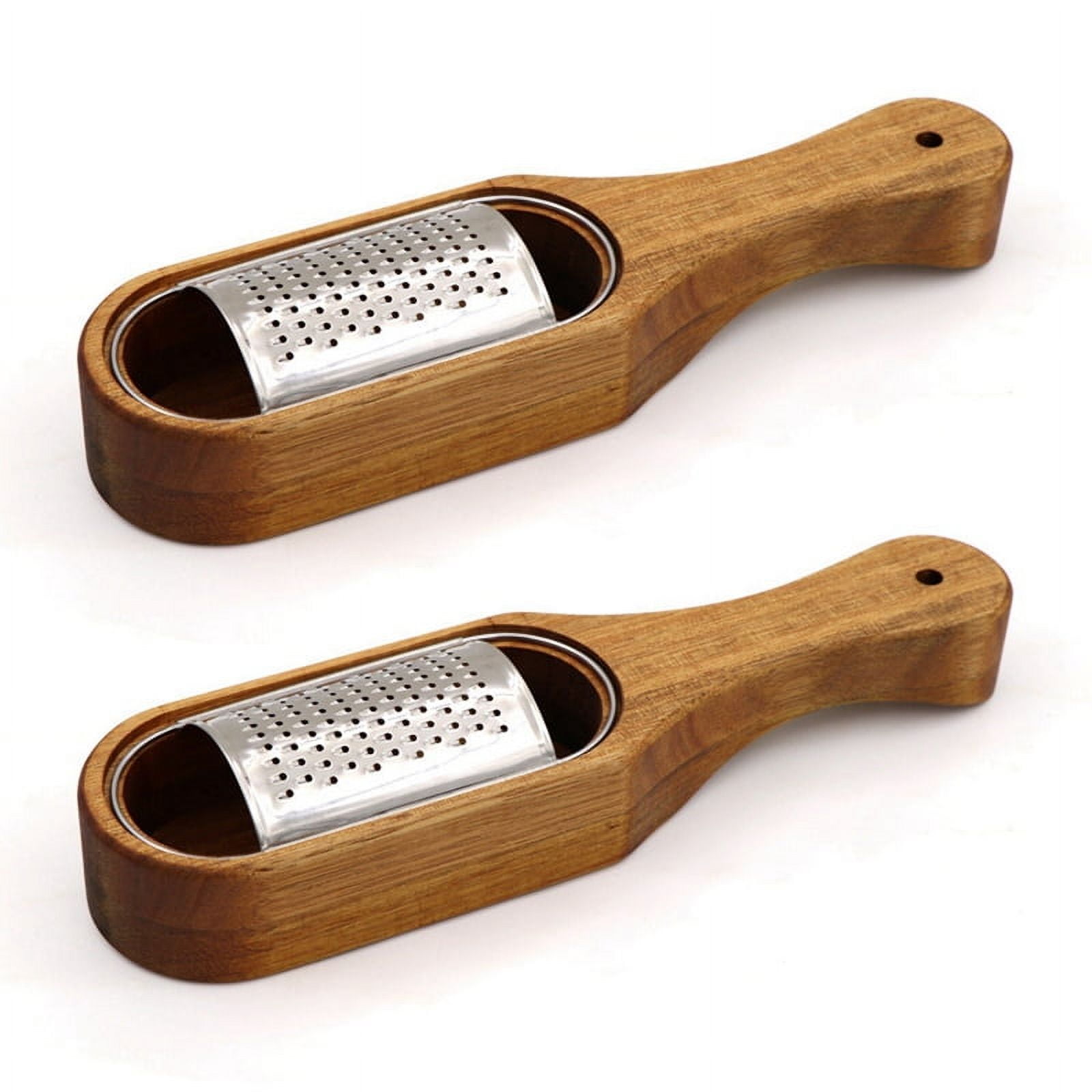2X Wooden Cheese Grater with Handle,Rustic Brown Cheese Shredder with ...