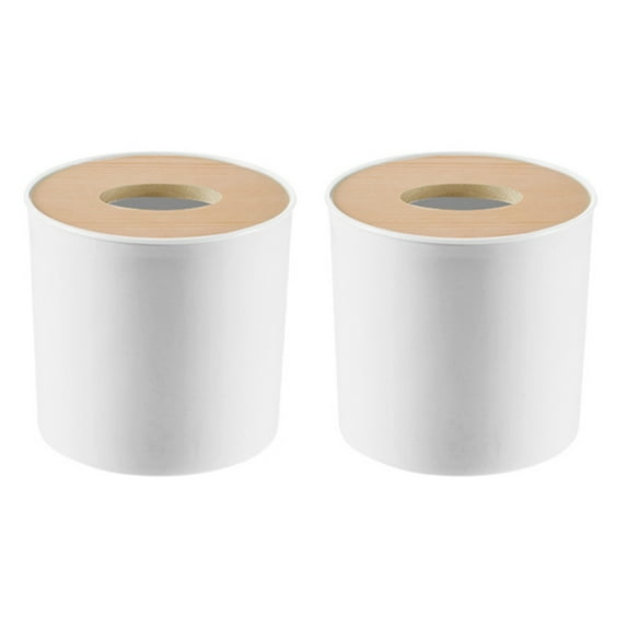 2X Wooden Cover Round Roll Paper Tissue Tube Household Removable Mini Wooden Tissue Box